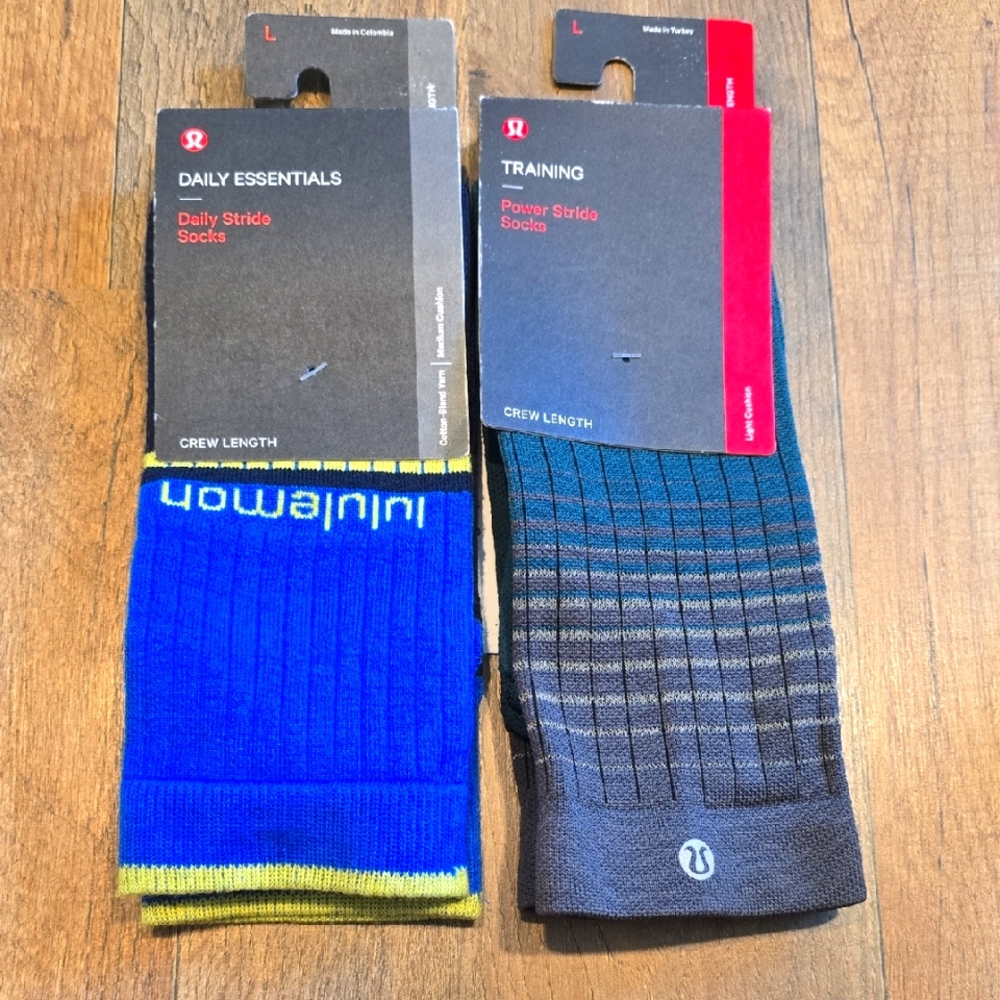 lululemon athletica Mens Power Stride/ Daily Stride Athletic Socks Set Of 2 Lg